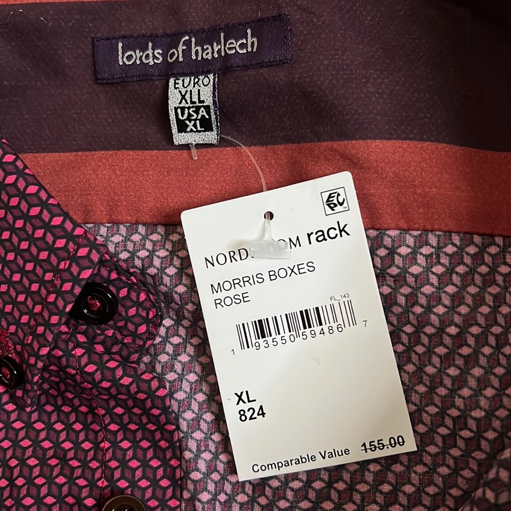 ✨NWT Lords of Harlech men's bottom down long sleeves Cotton shirt Size XL - Picture 8 of 8